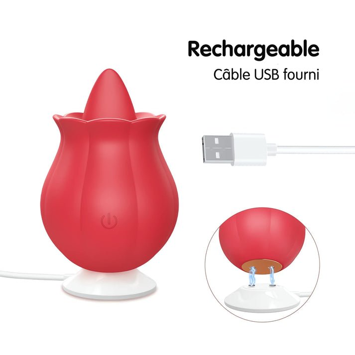roze vibromasseur langue rechargeable